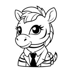 Cute vector illustration Zebra drawing for kids colouring activity
