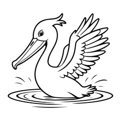 Cute vector illustration Pelican doodle for children worksheet