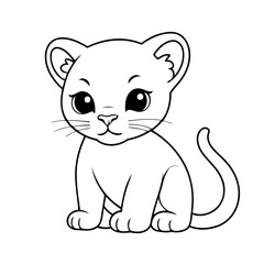 Cute vector illustration Puma colouring page for kids