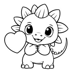 Simple vector illustration of Stegosaurus drawing for kids colouring page