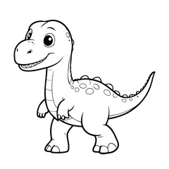 Vector illustration of a cute Diplodocus drawing for kids colouring page