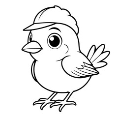 Simple vector illustration of Sparrow drawing for toddlers coloring activity