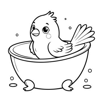 recommend clip art: Simple vector illustration of Finch outline for colouring page