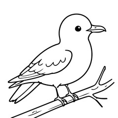 Vector illustration of a cute Seagull doodle for toddlers coloring activity