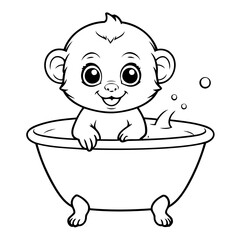 Vector illustration of a cute Marmoset doodle for toddlers colouring page