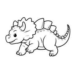 Simple vector illustration of Ankylosaurus hand drawn for kids coloring page