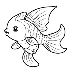 Simple vector illustration of Goldfish hand drawn for kids coloring page