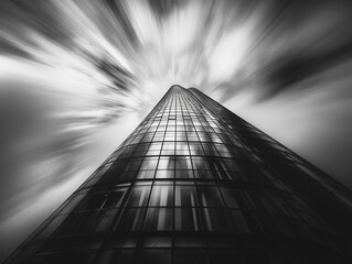 High-rise Building Against Fast Moving Clouds