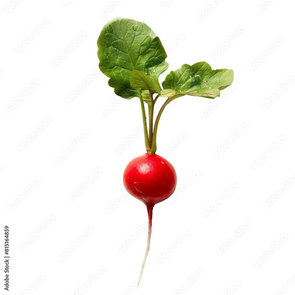 Poster a single red radish isolated on a plain png background, single red radish isolated on a transparent 