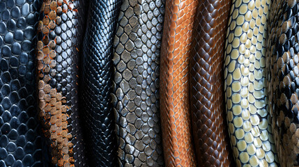 Set collection of close-up of abstract snake skin