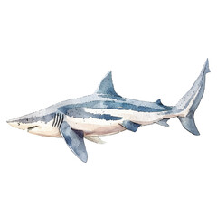 basking shark vector illustration in watercolor style