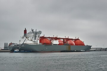 LNG liquefied natural gas ship terminal in the Port of Rotterdam