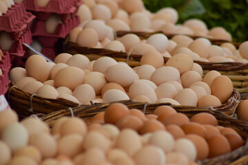 Natural village eggs sold in the market