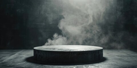 dark stone podium with smoke for product presentation