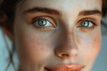 Woman Beauty. Closeup of Attractive Woman's Smiling Face with Healthy Skin and Natural Make Up