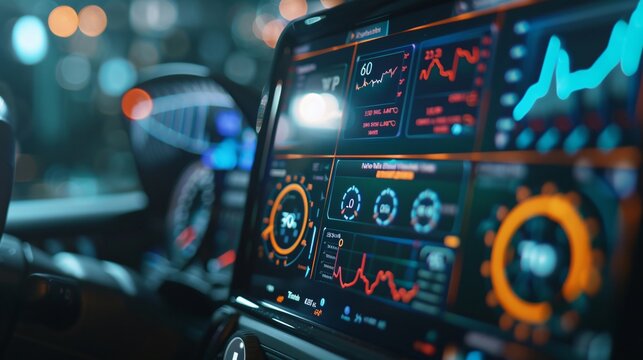 Close up of a computer screen displaying diagnostic codes and vehicle health data