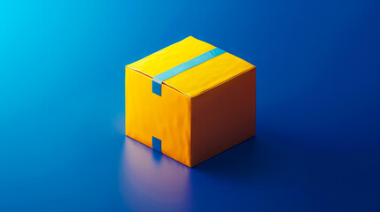 A yellow box on a blue background.