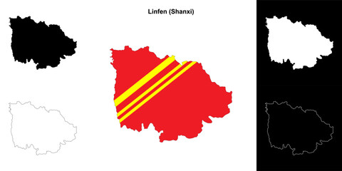 Linfen blank outline map set