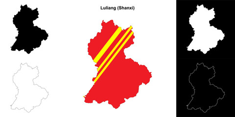 Luliang blank outline map set