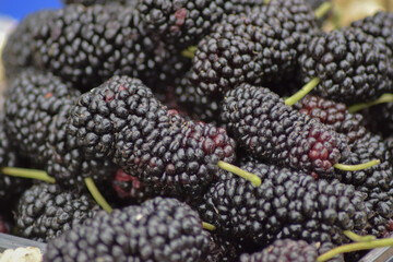 Blackberries raspberries on sale at the market