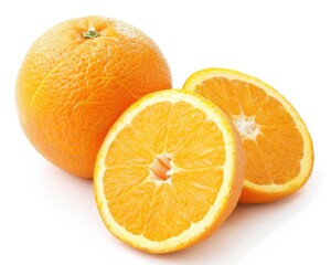 Sweet Orange. Fresh Citrous Fruit Isolated on White Background
