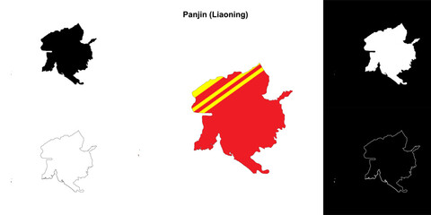 Panjin blank outline map set