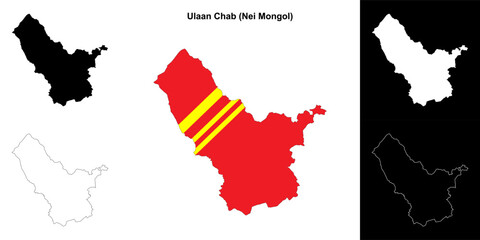 Ulaan Chab blank outline map set