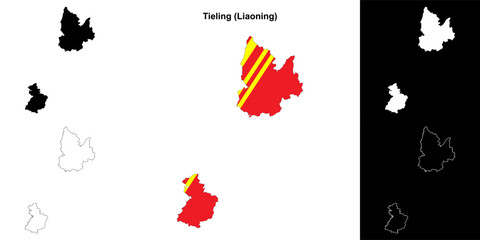 Tieling blank outline map set