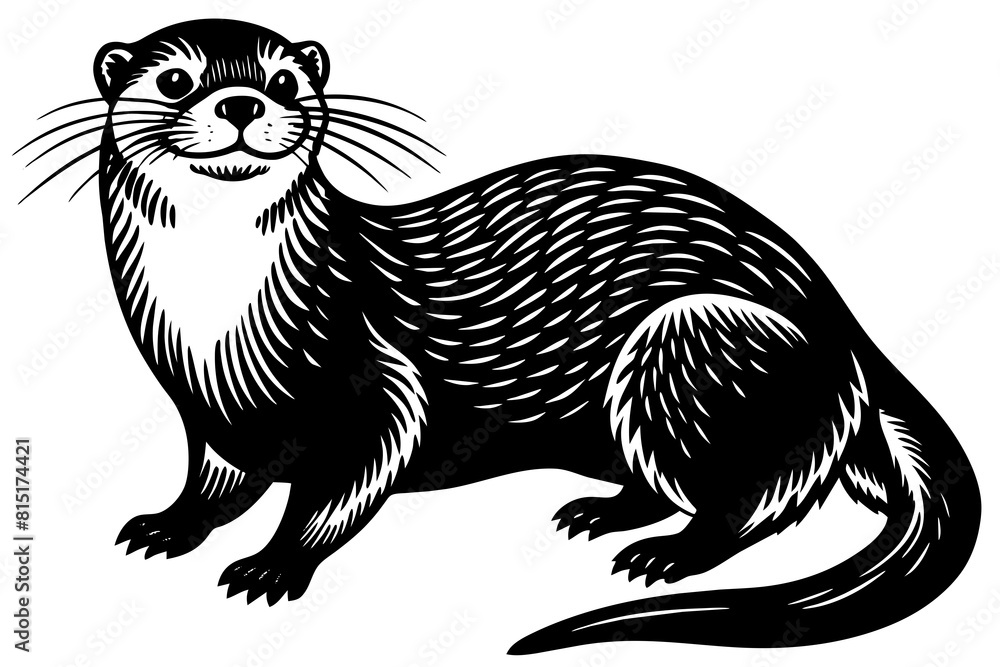 Sticker otter line art silhouette illustration