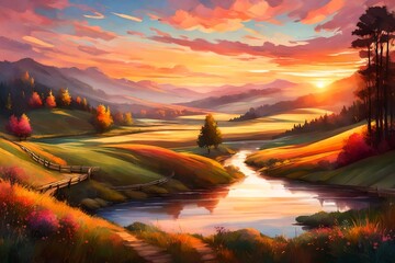 sunset in the mountains