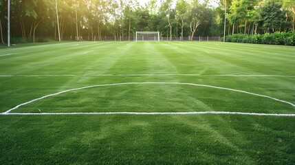 Fototapeta premium Soccer Grass Field with Chalk Lines