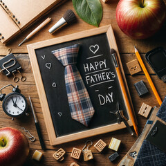  Blackboard and plaid tie for father's day background ,digital banner,vector illustration created...