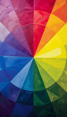 master palate paint color wheel with different colorful geometric swatches in a rainbow colour tones in a circle   