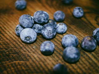 blueberries on a wooden table