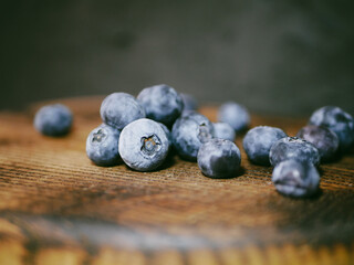 blueberries on wooden table