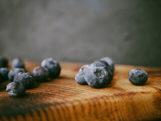 blueberries on wooden table