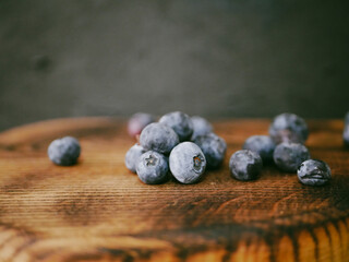 blueberries on wooden table