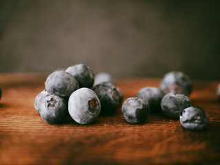 blueberries on a table