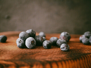 blueberries on wooden table