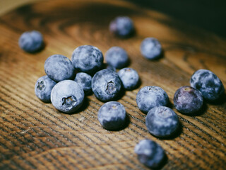 blueberries on a table