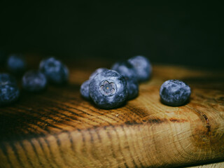 blueberries on a table