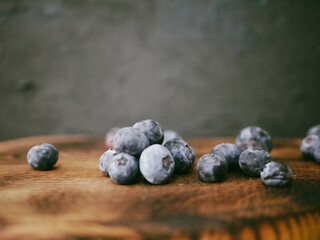 blueberries on a wooden table