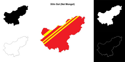 Xilin Gol blank outline map set