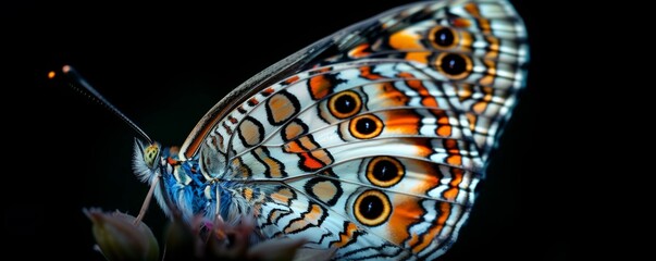 closeup sideview of butterfly shot isolated on black