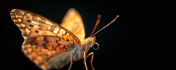butterfly closeup on black background macro photography 