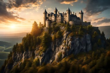 Fototapeta premium sunset over castle