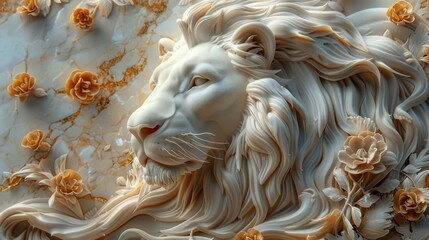 3d relief lion background wallpaper