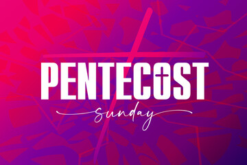 Pentecost Sunday Christian lettering design. The Outpouring of the Spirit creative calligraphy for church web slide. Vector illustration