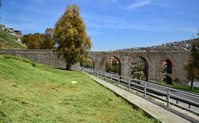 Aqueducts located in Izmir, Turkey, were built during the Byzantine period.