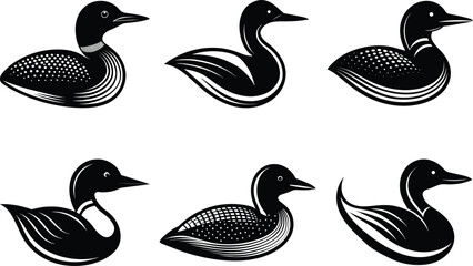 Set of minimalist Loon logo vector art illustration 